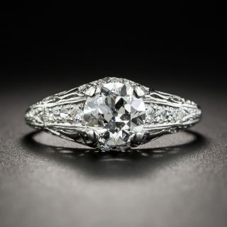Art Deco .88 Carat Diamond Platinum Engagement Ring