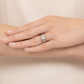 Art Deco .89 Carat Diamond Engagement Ring - GIA H SI2
