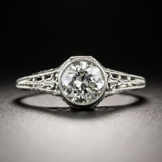 Art Deco .89 Carat Diamond Platinum Solitaire- GIA  I VS1  - 1