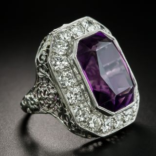 Art Deco 9.75 Carat Amethyst and Diamond Ring