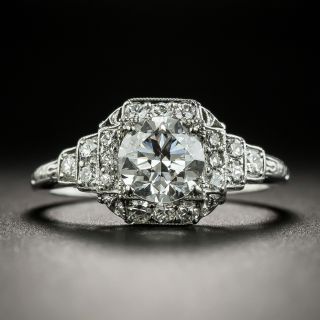 Art Deco .90 Carat Diamond Wedding Set, GIA D VS1