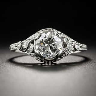 Art Deco .90 Carat Diamond Engagement Ring - GIA G SI1