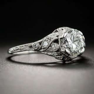 Art Deco .90 Carat Diamond Engagement Ring - GIA G SI1