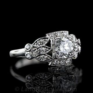 Art Deco .90 Carat Diamond Engagement Ring