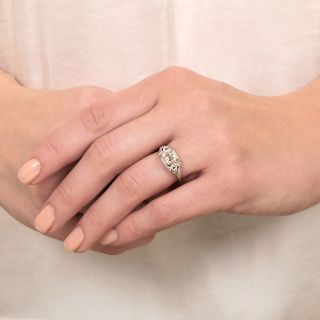 Art Deco .90 Carat Square Emerald-Cut Diamond Engagement Ring - GIA K VVS2