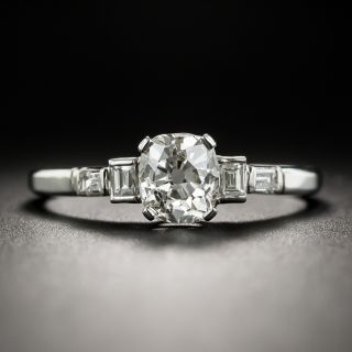 Art Deco .91 Carat Antique Cushion-Cut Diamond Engagement Ring - GIA J SI1 - 2