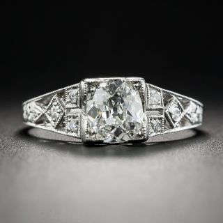 Art Deco .91 Carat Diamond Platinum Engagement Ring - GIA H VS2 - 1