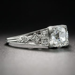 Art Deco .91 Carat Diamond Platinum Engagement Ring - GIA H VS2
