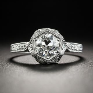 Art Deco .91 Carat Diamond Platinum Engagement Ring - GIA I VS2