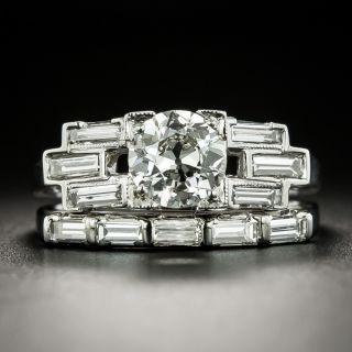 Art Deco .91 Carat Diamond Wedding Set - GIA J VS2 - 3