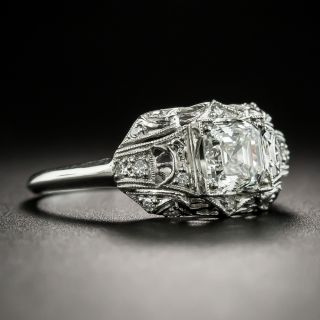 Art Deco .92 Carat Asscher-Cut Diamond Platinum Engagement Ring - GIA G VVS2