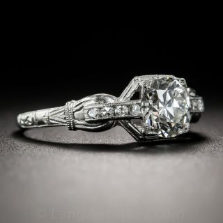 Art Deco .92 Carat Diamond Engagement Ring - GIA H VVS1