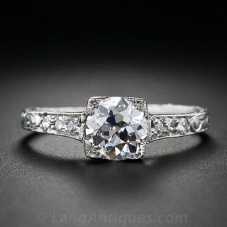 Art Deco .92 Carat Diamond Engagement Ring