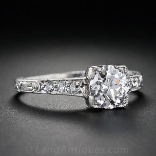 Art Deco .92 Carat Diamond Engagement Ring