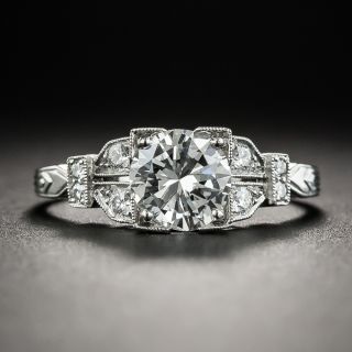 Art Deco .92 Carat Diamond Platinum Engagement Ring - GIA E VVS2 - 1