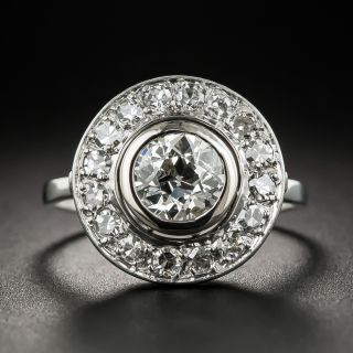 Art Deco .92 Carat Diamond Platinum Target Ring  - 5