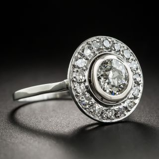 Art Deco .92 Carat Diamond Platinum Target Ring 