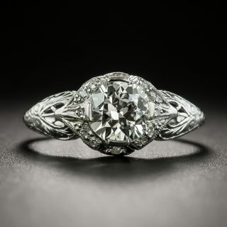 Art Deco .93 Carat Diamond Engagement Ring  - 1