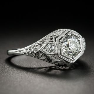 Art Deco .94 Carat  Diamond Filigree Ring - GIA J VS2
