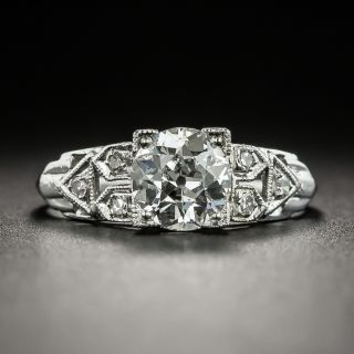 Art Deco .94 Carat Diamond Platinum Engagement Ring - GIA H SI2 - 2