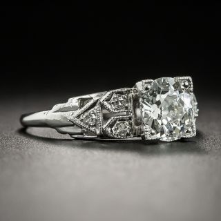Art Deco .94 Carat Diamond Platinum Engagement Ring - GIA H SI2