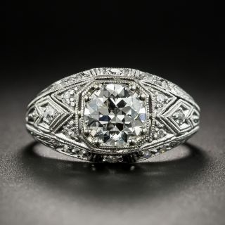 Art Deco .94 Carat Diamond Platinum Engagement Ring - GIA H VS1 - 2