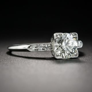 Art Deco .94 Carat Diamond Platinum Engagement Ring - GIA L VVS2