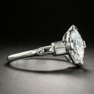 Art Deco .94 Carat Marquise Cut Diamond Engagement Ring - GIA H VVS2