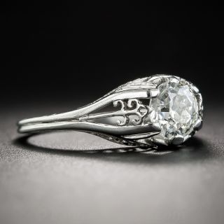 Art Deco .94 Carats Diamond Solitaire Engagement Ring - GIA J SI2