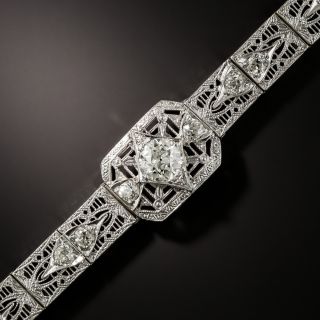 Art Deco .95 Carat Center Diamond Filigree Bracelet - 2