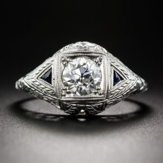 Art Deco .95 Carat Diamond Engagement Ring - 1