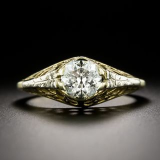 Art Deco .95 Carat Diamond Filigree Ring - GIA H VS2 - 3