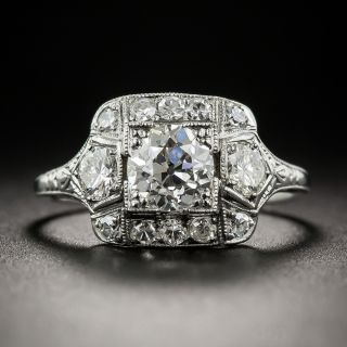 Art Deco .95 Carat Diamond Platinum Ring - GIA  I VS2