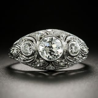Art Deco .96 Carat Diamond Engagement Ring  - 3