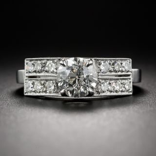 Art Deco .96 Carat Diamond Double Row Engagement Ring - 1