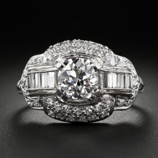 Art Deco .96 Carat Diamond Engagement Ring - GIA H SI1 - 2