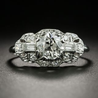 Art Deco .96 Carat Diamond Engagement Ring - GIA J SI1 - 2