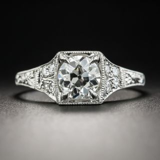 Art Deco .96 Carat Diamond Platinum Engagement Ring - GIA J VS1 - 1