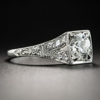 Art Deco .96 Carat Diamond Platinum Engagement Ring - GIA J VS1