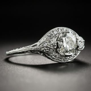 Art Deco .96 Carat Platinum Diamond Engagement Ring - GIA K SI1