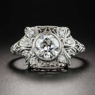 Art Deco .97 Carat Diamond Engagement Ring - GIA H VS1 