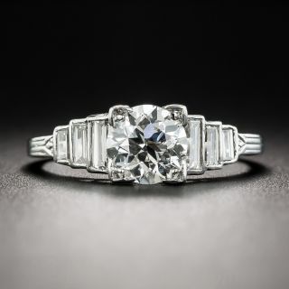 Art Deco .98 Carat Diamond Engagement Ring - GIA J VVS2 