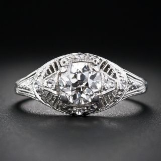 Art Deco .99 Carat Diamond Engagement Ring - GIA K SI1 - 6