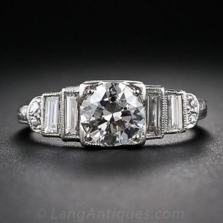Art Deco .99 Carat Diamond Engagement Ring