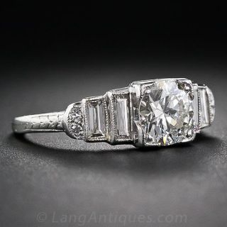 Art Deco .99 Carat Diamond Engagement Ring
