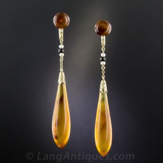 Art Deco Amber Teardrop Dangle Earrings By Day, Clark & Co.