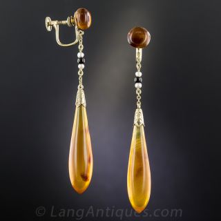 Art Deco Amber Teardrop Dangle Earrings By Day, Clark & Co.