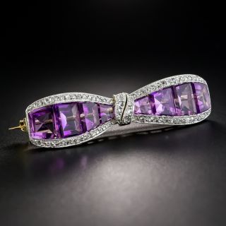 Art Deco Amethyst and Diamond Bow Brooch by  J.E. Caldwell  - 1