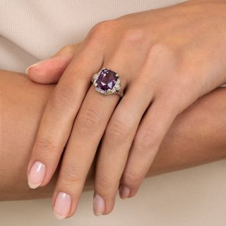Art Deco Amethyst and Diamond Filigree Ring