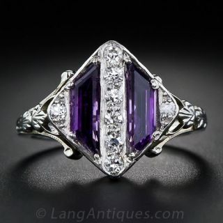 Art Deco Amethyst and Diamond Ring 